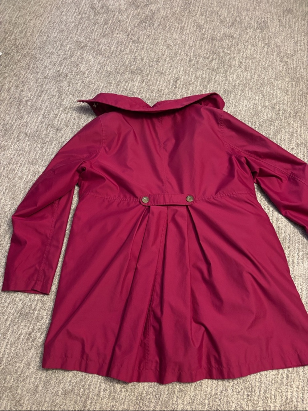 Land’s End Women’s Raspberry Trench Coat with Plaid Lining - Picture 2 of 4